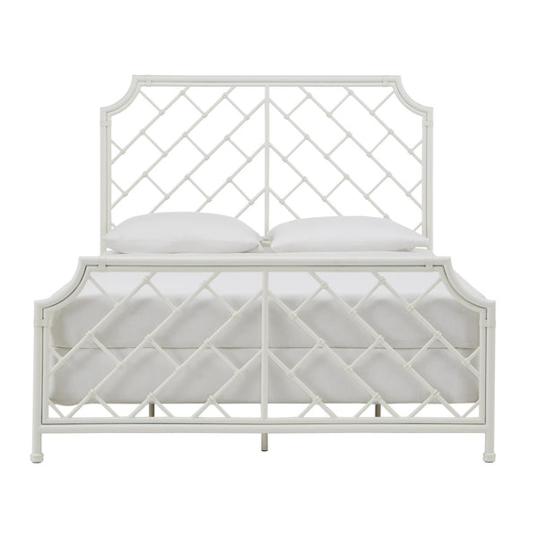 Homelegance Kassandra Queen Metal Bed White Lattice Headboard Elegant Bedroom Frame E362BQ-WH