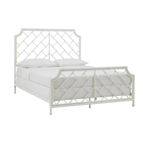 Kassandra Queen Metal Bed White Lattice Headboard Elegant Bedroom Frame