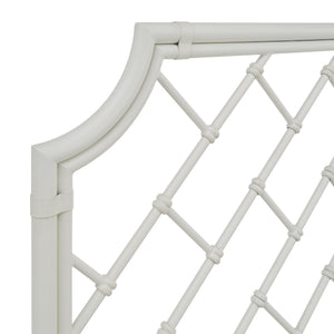 Kassandra Queen Metal Bed White Lattice Headboard Elegant Bedroom Frame