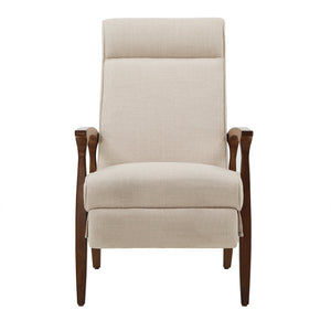 Homelegance Rurik Push Back Recliner with Arched Wood Arms and Coil Seating for Living Room Walnut / Beige E404WN-1BF