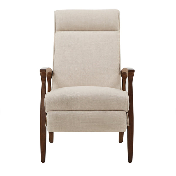 Homelegance Rurik Push Back Recliner with Arched Wood Arms and Coil Seating for Living Room Walnut / Beige E404WN-1BF