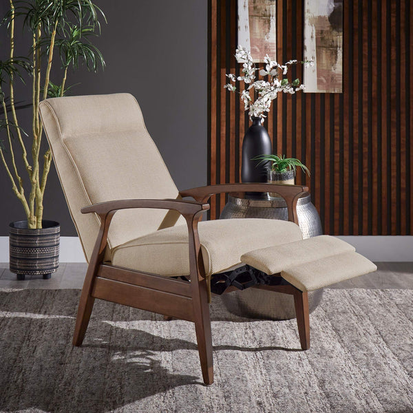 Rurik Push Back Recliner with Arched Wood Arms and Coil Seating for Living Room