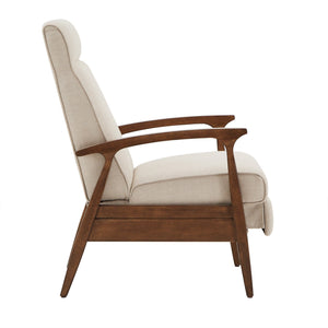 Rurik Push Back Recliner with Arched Wood Arms and Coil Seating for Living Room
