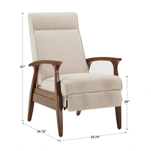 Rurik Push Back Recliner with Arched Wood Arms and Coil Seating for Living Room
