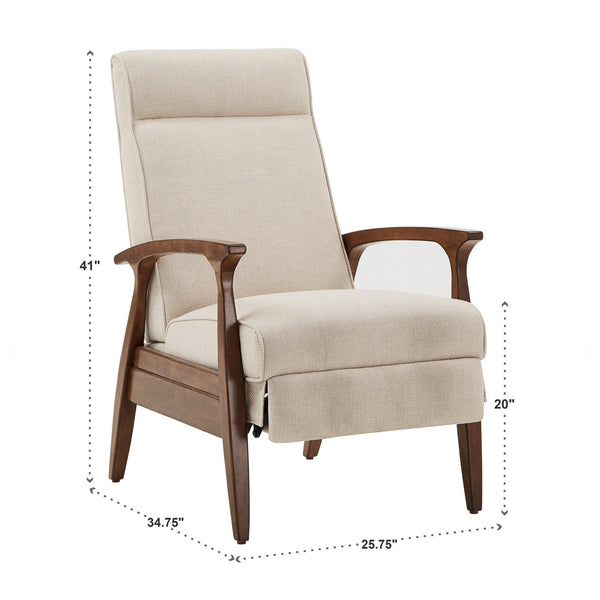 Rurik Push Back Recliner with Arched Wood Arms and Coil Seating for Living Room
