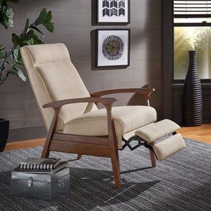 Rurik Push Back Recliner with Arched Wood Arms and Coil Seating for Living Room