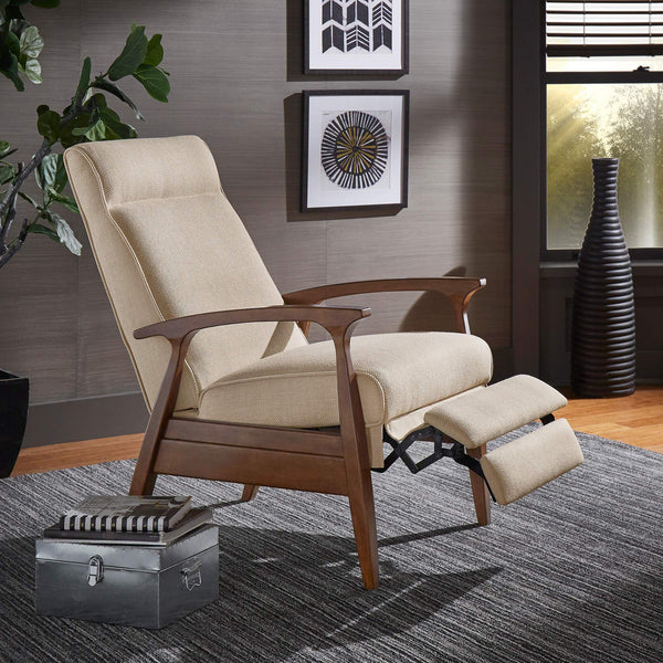 Rurik Push Back Recliner with Arched Wood Arms and Coil Seating for Living Room
