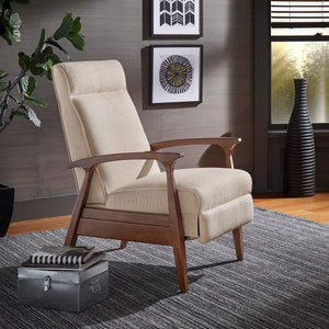 Rurik Push Back Recliner with Arched Wood Arms and Coil Seating for Living Room