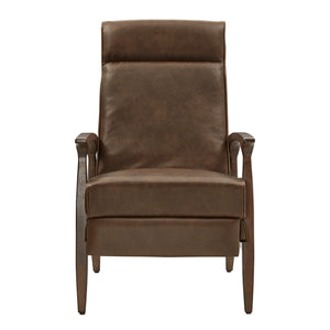 Rurik Push Back Recliner with Arched Wood Arms and Coil Seating for Living Room