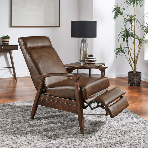 Rurik Push Back Recliner with Arched Wood Arms and Coil Seating for Living Room