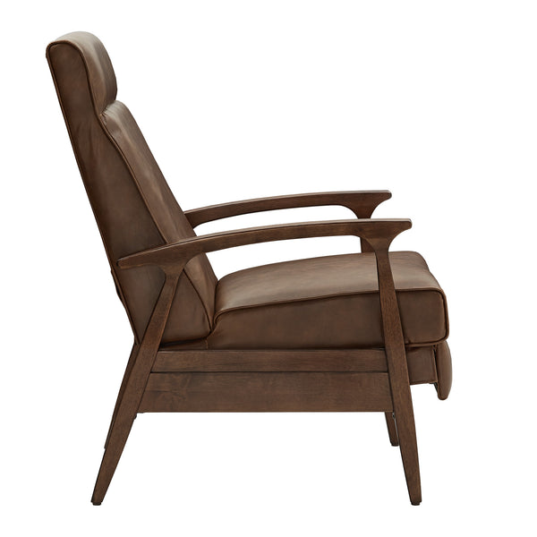 Rurik Push Back Recliner with Arched Wood Arms and Coil Seating for Living Room