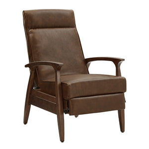 Rurik Push Back Recliner with Arched Wood Arms and Coil Seating for Living Room