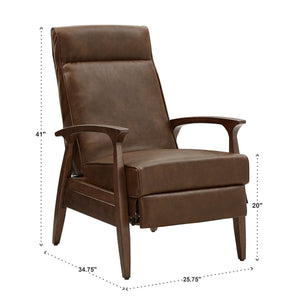 Rurik Push Back Recliner with Arched Wood Arms and Coil Seating for Living Room