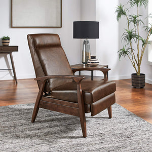Rurik Push Back Recliner with Arched Wood Arms and Coil Seating for Living Room