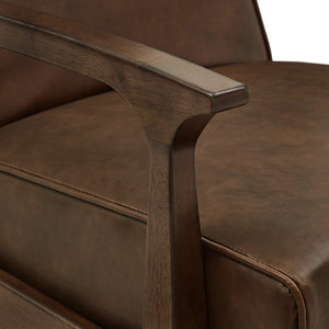Rurik Push Back Recliner with Arched Wood Arms and Coil Seating for Living Room
