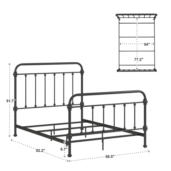 Homelegance Laroche Iron Bed Antique Bronze Vintage Curved Metal Frame Bedroom E411BF-1DK(SPK)