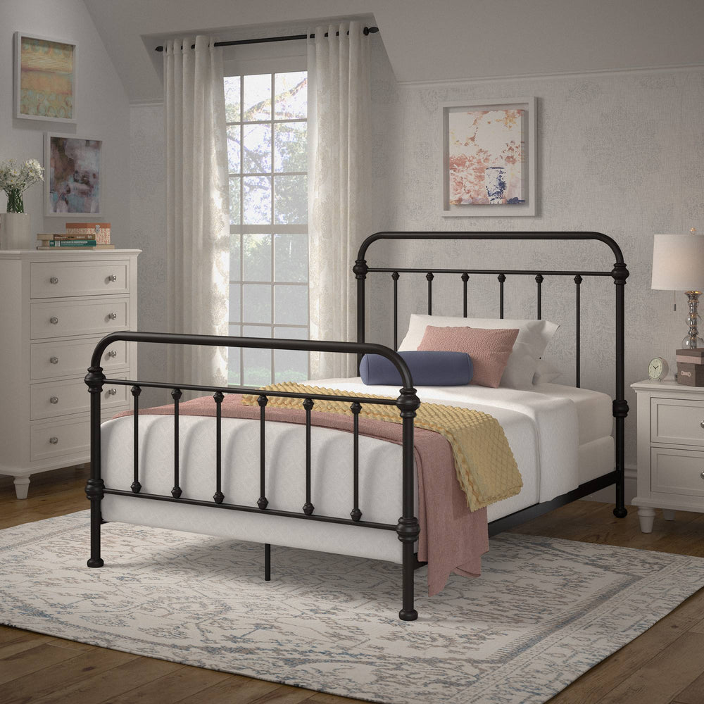 Homelegance Laroche Iron Bed Antique Bronze Vintage Curved Metal Frame Bedroom E411BF-1DK(SPK)