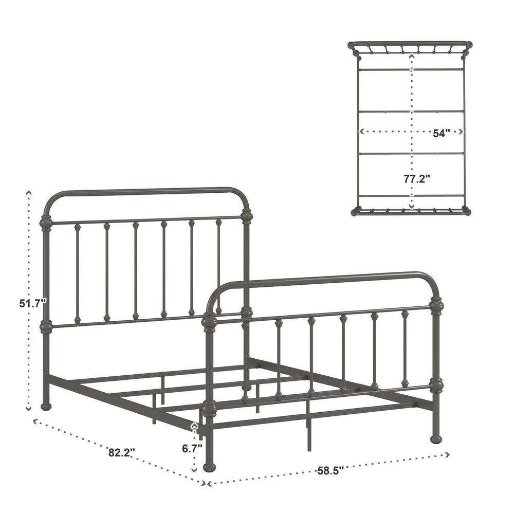 Homelegance Laroche Iron Bed Frame Curved Silhouette Frost Grey Modern Bedroom Style E411BF-1GA(SPK)