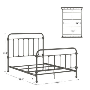 Homelegance Laroche Iron Bed Frame Curved Silhouette Frost Grey Modern Bedroom Style E411BF-1GA(SPK)