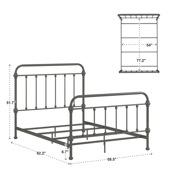 Homelegance Laroche Iron Bed Frame Curved Silhouette Frost Grey Modern Bedroom Style E411BF-1GA(SPK)