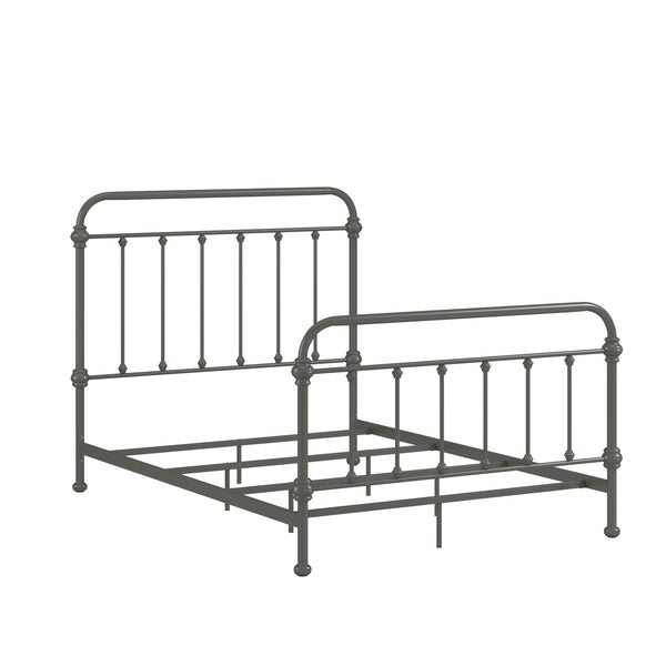 Laroche Iron Bed Frame Curved Silhouette Frost Grey Modern Bedroom Style