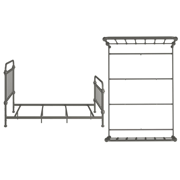 Laroche Iron Bed Frame Curved Silhouette Frost Grey Modern Bedroom Style
