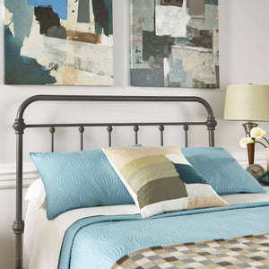 Laroche Iron Bed Frame Curved Silhouette Frost Grey Modern Bedroom Style