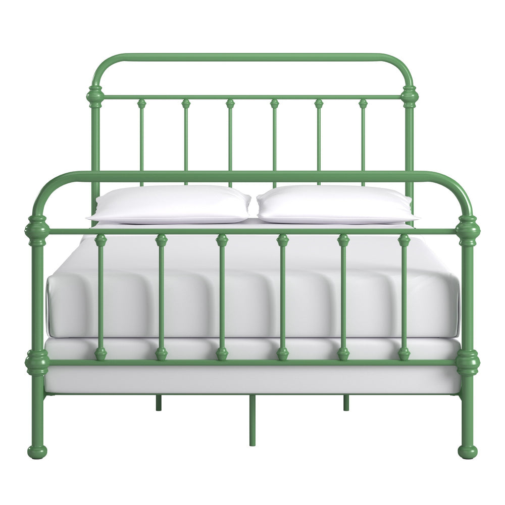Homelegance Laroche Iron Bed Frame with Curved Silhouette and Meadow Green Powder Coat E411BF-1MDG(SPK)