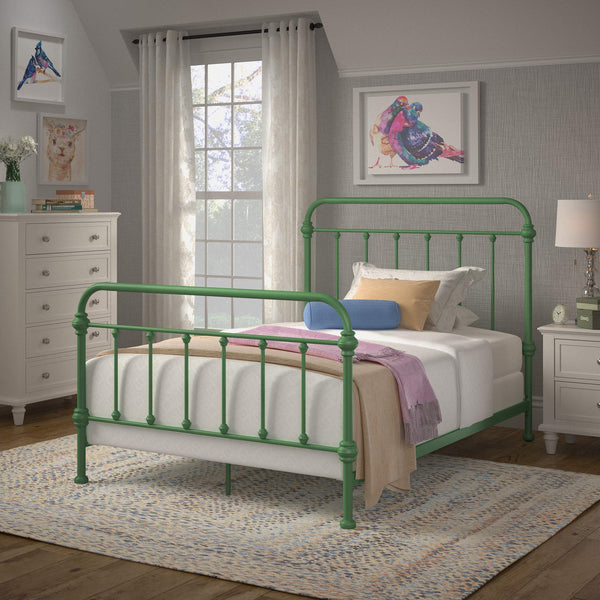 Laroche Iron Bed Frame with Curved Silhouette and Meadow Green Powder Coat