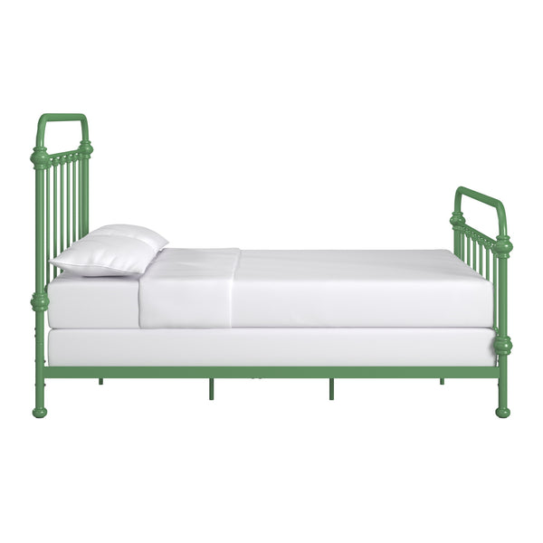 Laroche Iron Bed Frame with Curved Silhouette and Meadow Green Powder Coat