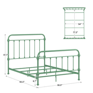 Laroche Iron Bed Frame with Curved Silhouette and Meadow Green Powder Coat