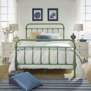 Laroche Iron Bed Frame with Curved Silhouette and Meadow Green Powder Coat
