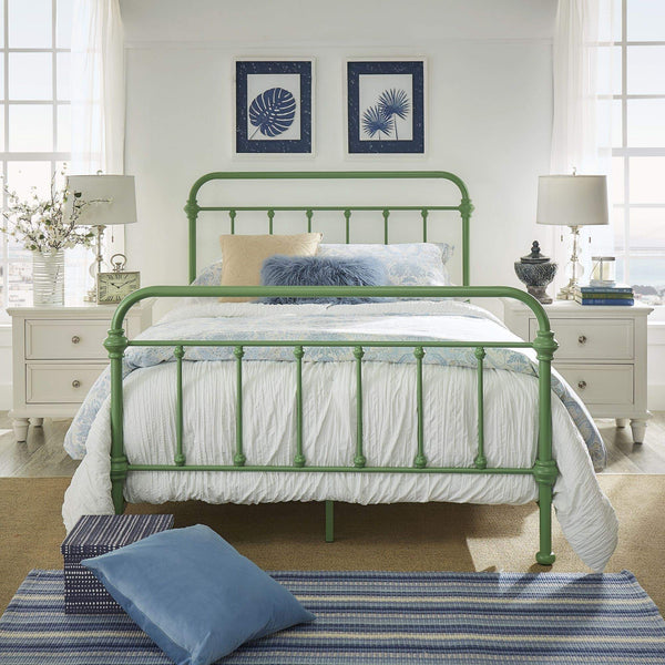 Laroche Iron Bed Frame with Curved Silhouette and Meadow Green Powder Coat