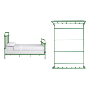 Laroche Iron Bed Frame with Curved Silhouette and Meadow Green Powder Coat