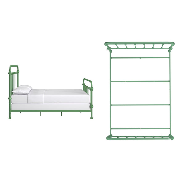 Laroche Iron Bed Frame with Curved Silhouette and Meadow Green Powder Coat