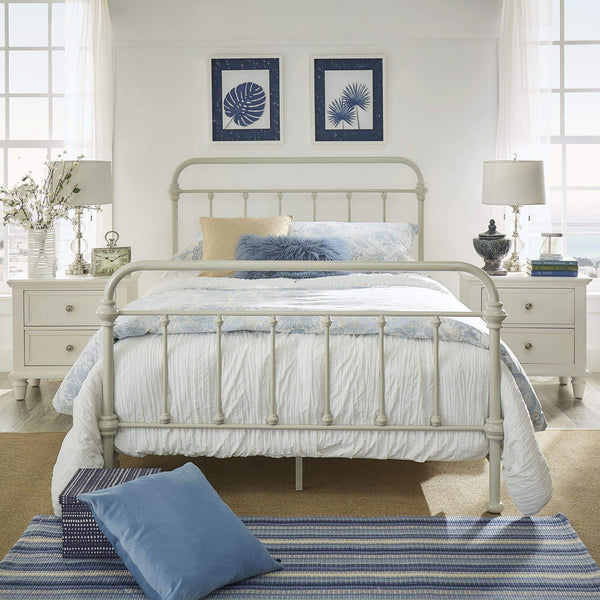 Laroche Iron Bed Curved Headboard Silver Birch Finish Elegant Bedroom Frame