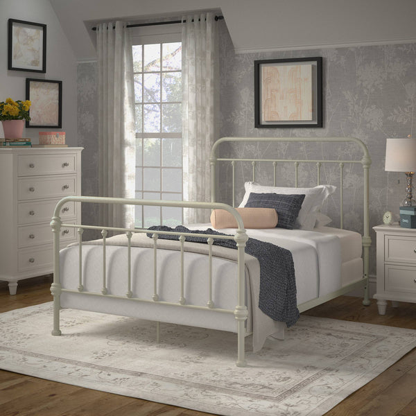 Laroche Iron Bed Curved Headboard Silver Birch Finish Elegant Bedroom Frame