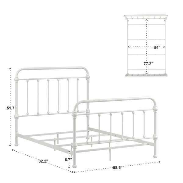 Homelegance Laroche Iron Bed Antique White Curved Frame Vintage Cottage Bedroom E411BF-1W(SPK)