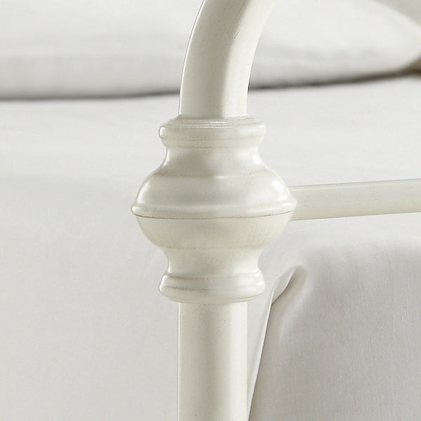 Laroche Iron Bed Antique White Curved Frame Vintage Cottage Bedroom