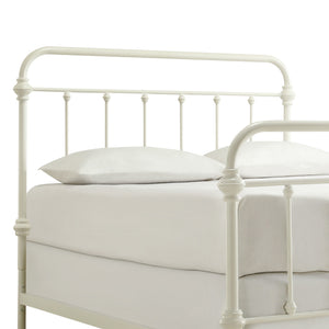 Laroche Iron Bed Antique White Curved Frame Vintage Cottage Bedroom