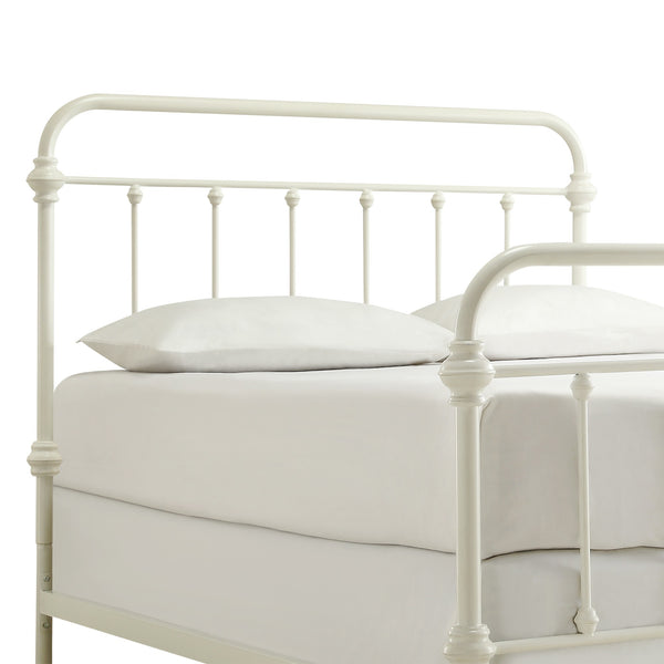 Laroche Iron Bed Antique White Curved Frame Vintage Cottage Bedroom