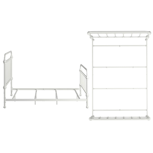 Laroche Iron Bed Antique White Curved Frame Vintage Cottage Bedroom