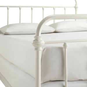Laroche Iron Bed Antique White Curved Frame Vintage Cottage Bedroom