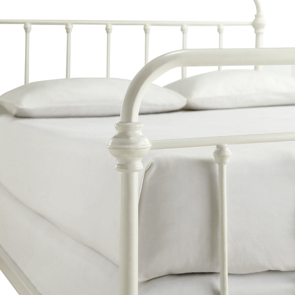 Laroche Iron Bed Antique White Curved Frame Vintage Cottage Bedroom
