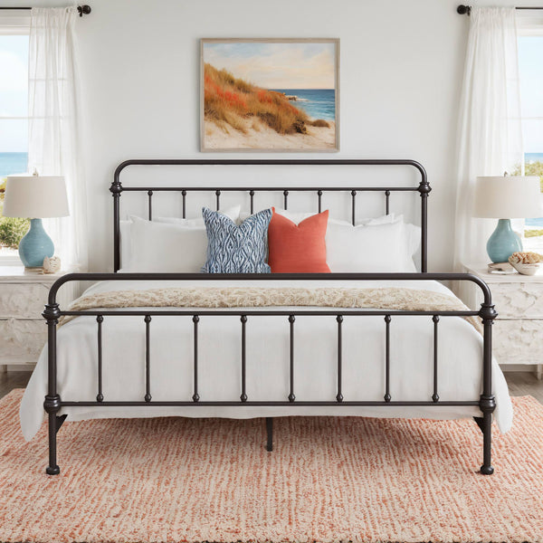 Laroche Iron Spindle Bed Antique Bronze Vintage Elegant Bedroom Frame
