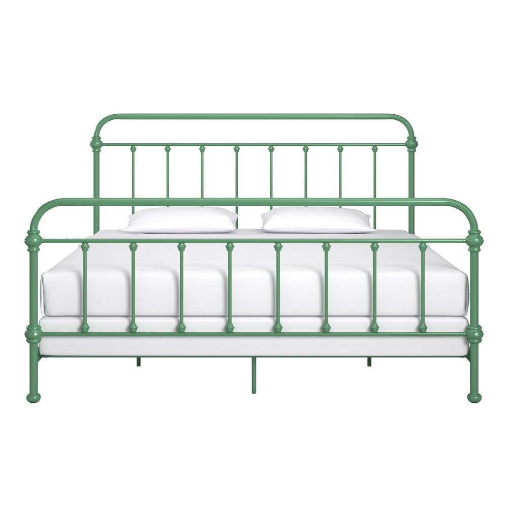 Homelegance Laroche Iron Spindle Bed Curved Metal Frame for Farmhouse Bedroom Decor E411BK-1MDG(SPK)