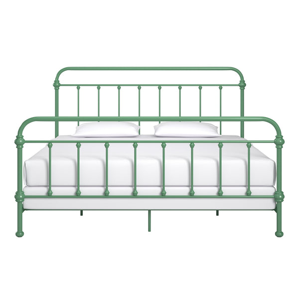 Homelegance Laroche Iron Spindle Bed Curved Metal Frame for Farmhouse Bedroom Decor E411BK-1MDG(SPK)