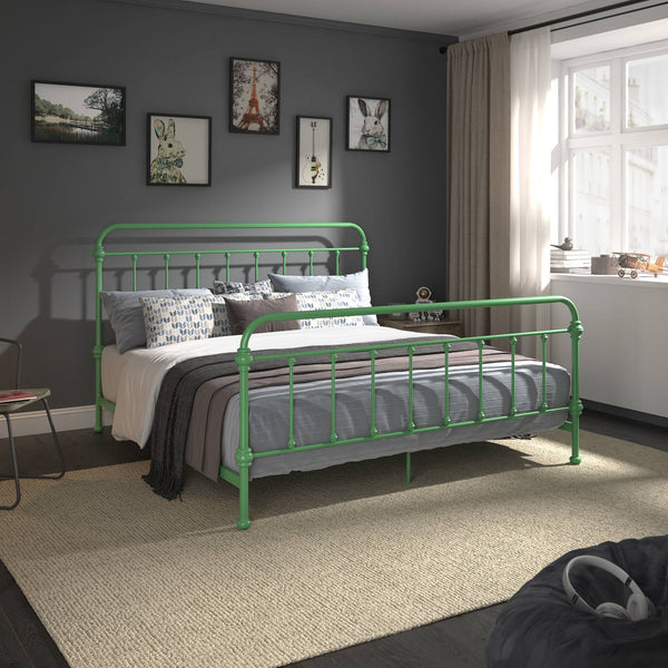 Laroche Iron Spindle Bed Curved Metal Frame for Farmhouse Bedroom Decor