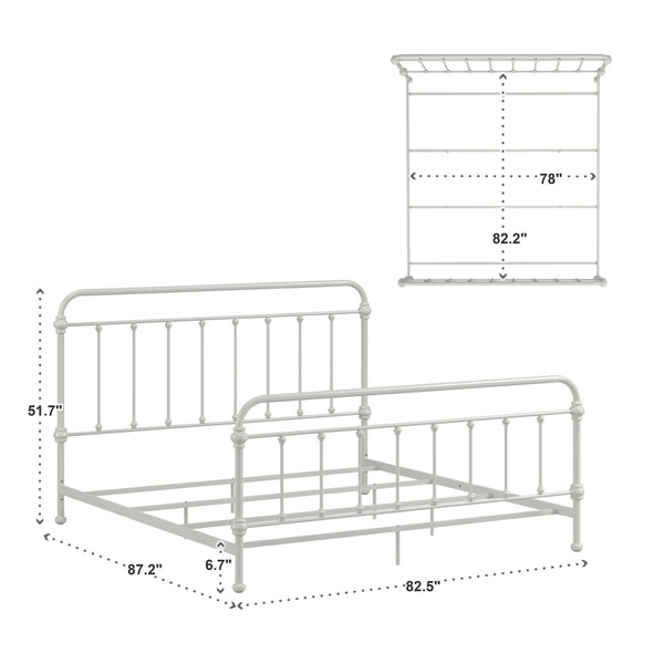 Homelegance Laroche Iron Spindle Bed Curved Silhouette Silver Birch Finish Bedroom Frame E411BK-1SVB(SPK)