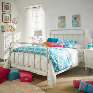 Laroche Iron Spindle Bed Curved Silhouette Silver Birch Finish Bedroom Frame